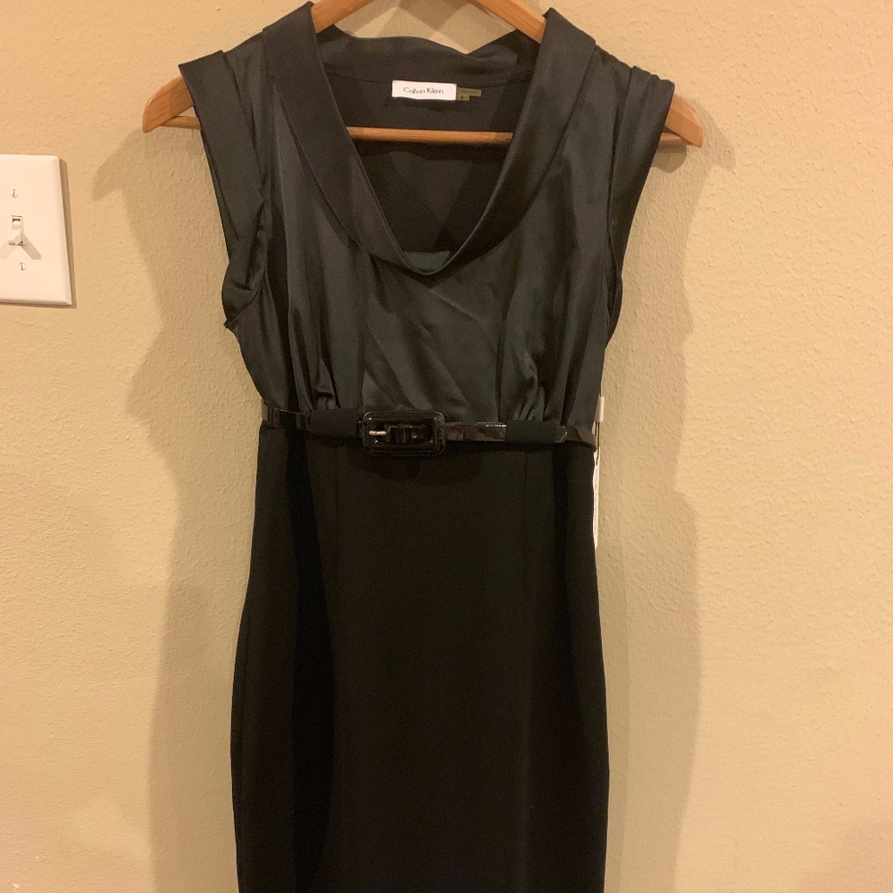 Calvin Klein Silk Top Dress NWT Black Women's 2